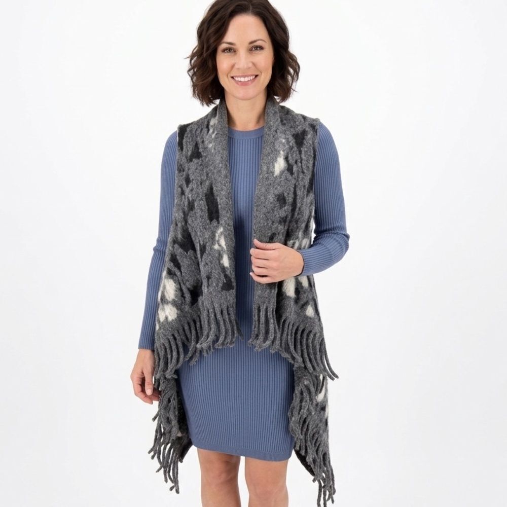J.Perico Wool Blend Open Front Cardigan One Size Made in Italy